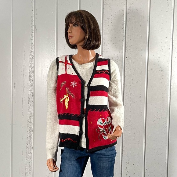 * Holiday Editions Christmas Women’s Vest Sweater Sz S - Picture 4 of 15
